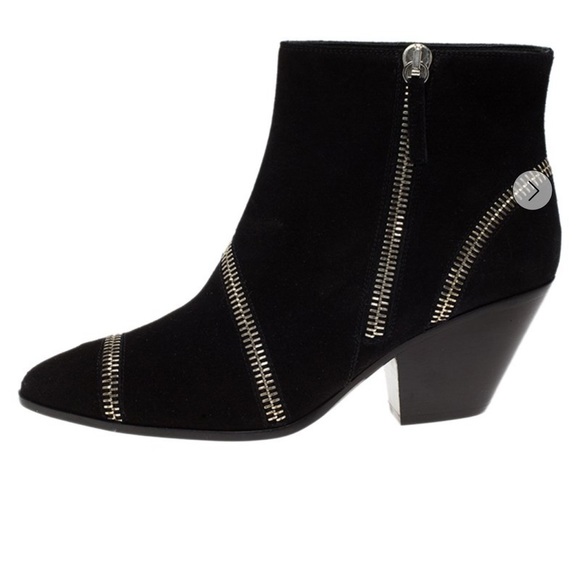 Giuseppe Zanotti Black Suede Guns 55 Zip Detail Ankle Boots - Picture 2 of 5